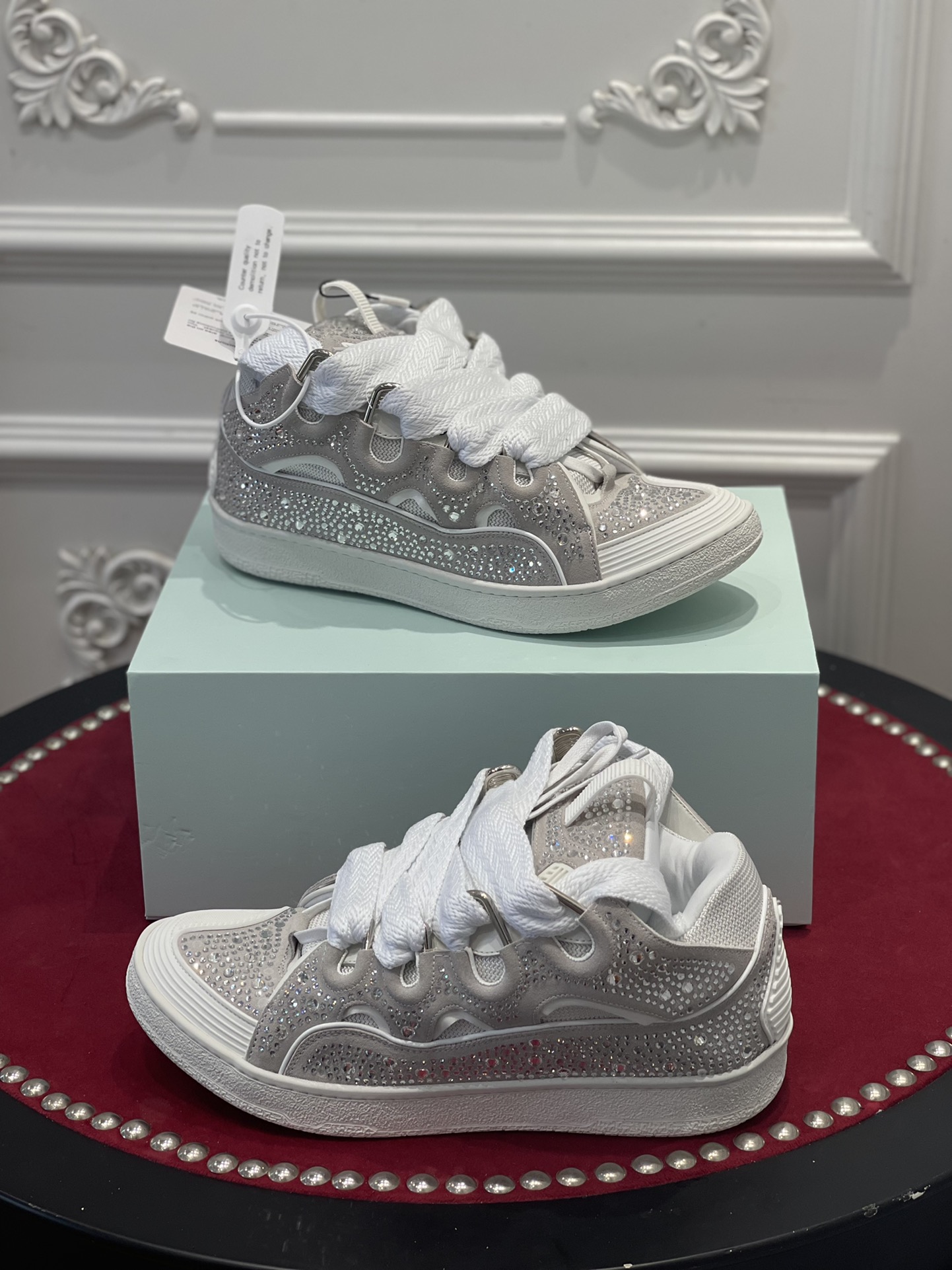 Lanvon Curb Sneaker White Rhinestone FMSKRK11STRAP22