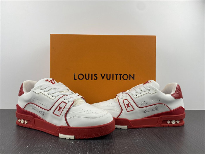 Luis Vitton Trainer White Red Signature 1AAGZO