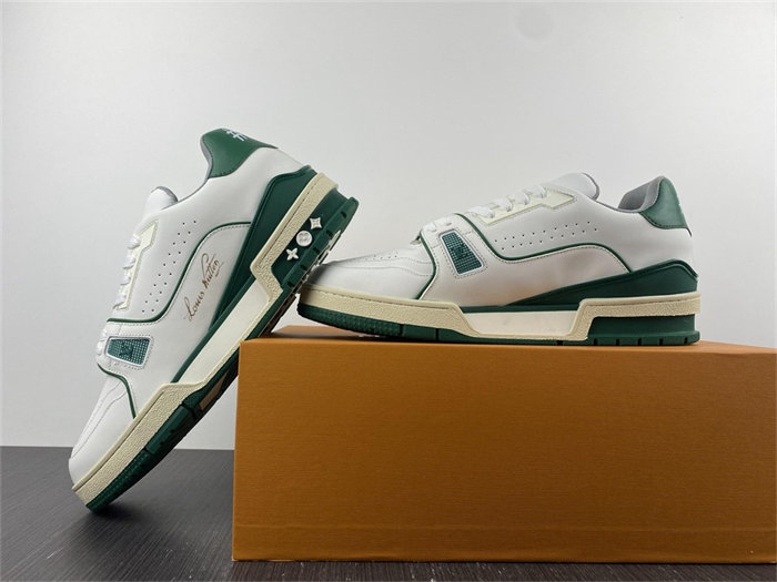 Luis Vitton LV Trainer Sneaker Low White Green 1A54HM